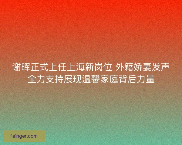 谢晖正式上任上海新岗位 外籍娇妻发声全力支持展现温馨家庭背后力量